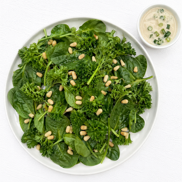 Spinach-Parsley Salad with Pine Nuts & a Tahini Dressing (Gluten-Free, Dairy-Free) *Made Monday - 9/7*