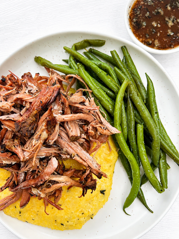 Tuesday (8/25): Rosemary Beef Roast with Rosemary Au Jus over Cheesy Polenta and Steamed Fresh Green Beans (Gluten-Free)