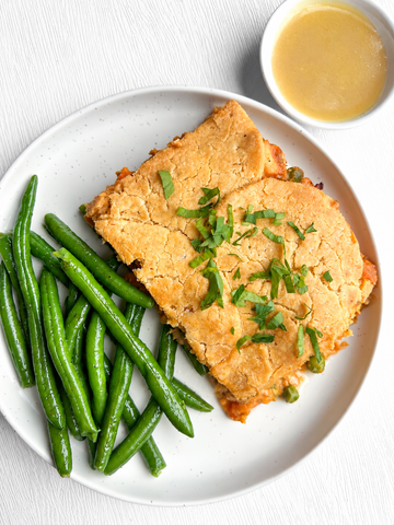 Wednesday (9/23): Chicken Pot Pie with Garlic Green Beans and a Homemade Au Jus (Gluten-Free)