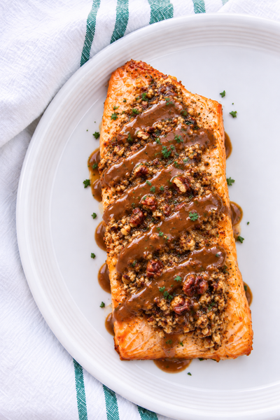Pecan Crusted Salmon with Honey-Bourbon Sauce (Gluten-Free) *Made Wednesday - 9/30*
