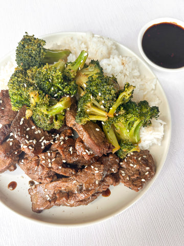 Tuesday (12/16): Beef & Broccoli over Coconut Jasmine Rice + Scratch Korean BBQ Sauce (Gluten-Free, Dairy-Free)