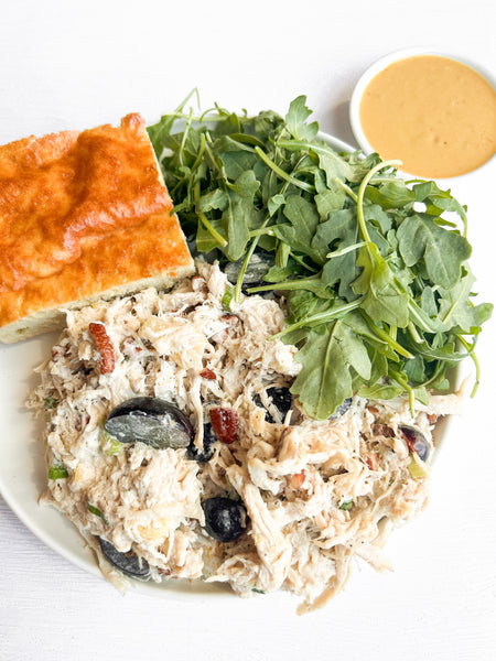 Thursday (8/27): Pineapple-Pecan Chicken Salad with Paleo Sandwich Bread, Arugula, and Hawaiian Mustard Sauce (Gluten-Free, Dairy-Free)
