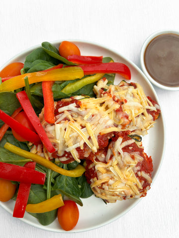 Wednesday (5/14): Turkey-Zucchini Ravioli with Spinach-Bell Pepper Salad and Balsamic Vinaigrette (Gluten-Free, Dairy-Free)