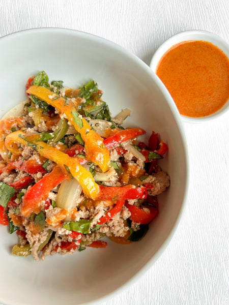 Thai Basil Turkey Bowl with Sweet Chile Drizzle (Gluten-Free, Dairy-Free) *Made Tuesday - 9/15*