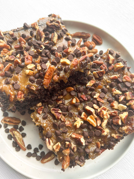 Turtle Brownies with Homemade Date Caramel (Gluten-Free, Dairy-Free)
