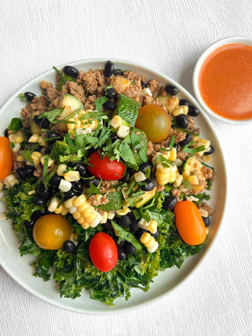 Hearty Kale Taco Salad with Salsa Vinaigrette (Gluten-Free, Dairy-Free)