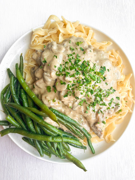 Beef Stroganoff with Garlic Green Beans