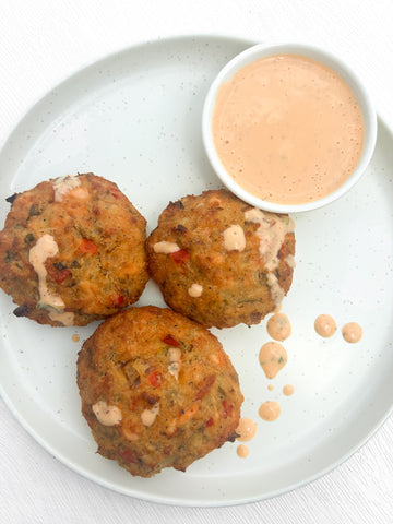 Mini Salmon Cakes with Sriracha-Lemon Aioli (Gluten-Free, Dairy-Free) *Made Thursday - 7/24*