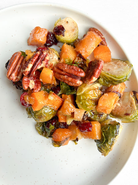 Roasted Brussels Sprouts & Butternut Squash with Pecans & Cranberries (Gluten-Free, Dairy-Free) *Made Tuesday - 10/27*