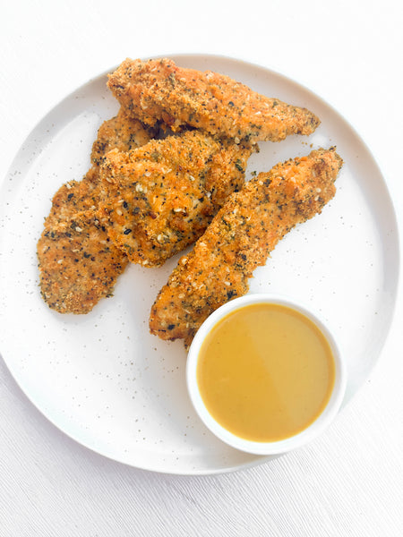 Everything Bagel Chicken Tenders with Maple-Mustard Dipping Sauce (Gluten-Free, Dairy-Free) *Made Wednesday - 9/16*