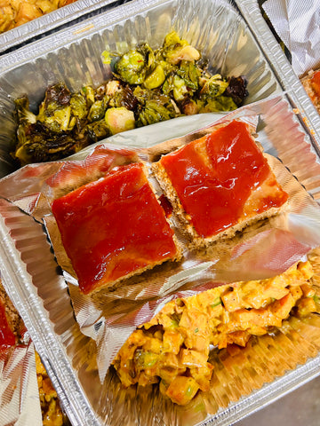 Tuesday (10/7): BBQ Turkey Meatloaf, Sweet Potato-Bacon Salad, and Hot-Honey Brussels Sprouts (Gluten-Free, Dairy-Free)