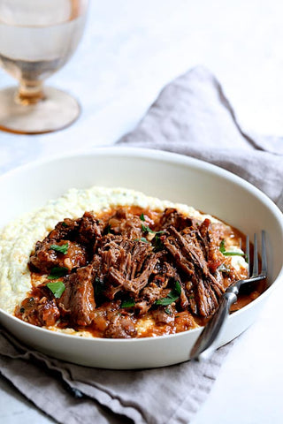 Wednesday (10/8): Italian Pot Roast (Straccato) and Gorgonzola Polenta + Honey-Glazed Rainbow Carrots (Gluten-Free)