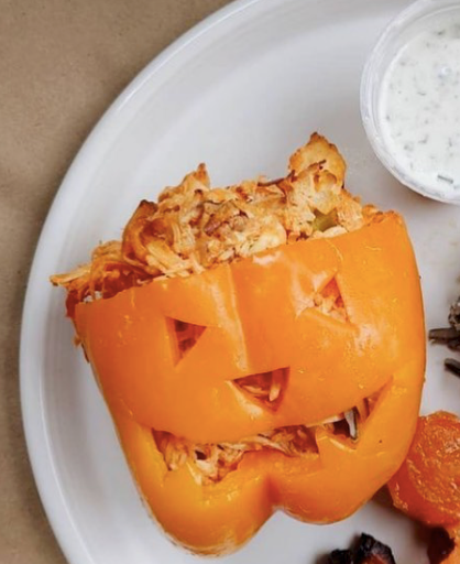 Buffalo Chicken Stuffed Jack O' Lantern Peppers with Homemade Ranch (Gluten-Free, Dairy-Free) *Made Thursday - 10/29*