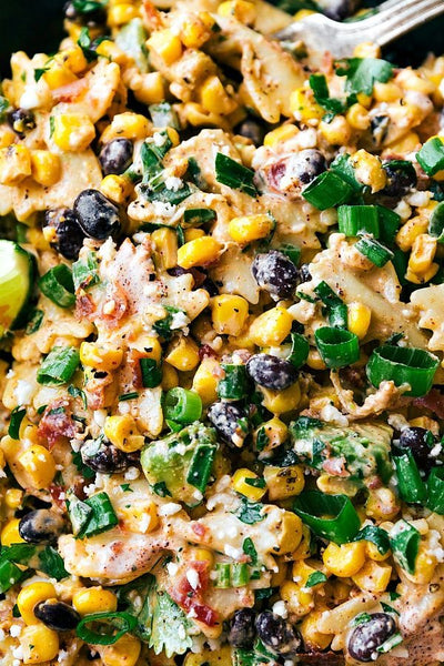 Loaded Mexican Street Corn Chicken Pasta Salad with a Creamy Chili-Lime Dressing