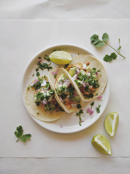 Thursday (2/26): Chicken Tinga Tacos with Avocado, Cilantro, Red Onion, Cotija & Lime, Warm Chipotle-Lime Sweet Potato Salad, and an Arugula Salad with Citrus-Cumin Vinaigrette (Gluten-Free)