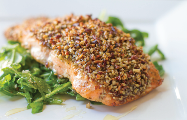 Pecan Crusted Honey Bourbon Salmon with Honey-Bourbon Sauce (Paleo, Gluten-Free) *Made Thursday - 9/28*